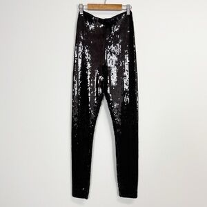 Express Pants Womens XS Black High Rise Sequin Stretch Skinny Leggings NWT Party